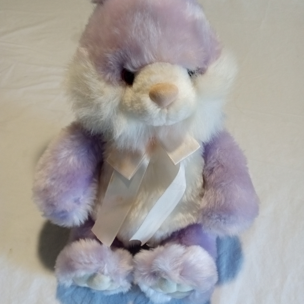 Fluffy Bunny Plush Toy - Lavender and White